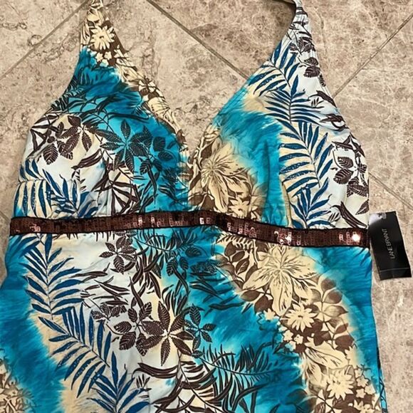 Lane Bryant Venezia Sport One Piece Tropical Swim One Piece Halter NWT - Picture 4 of 12